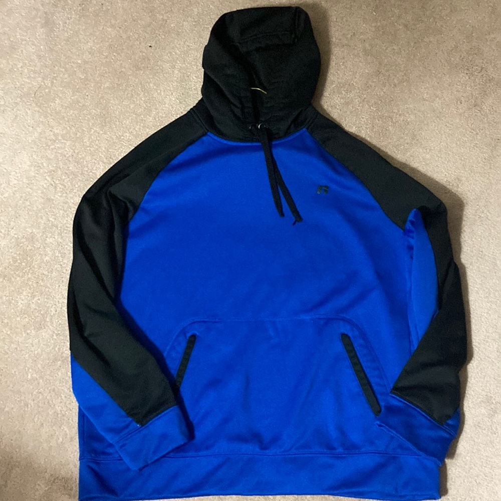 Blue Russell hooded sweatshirt size Large
